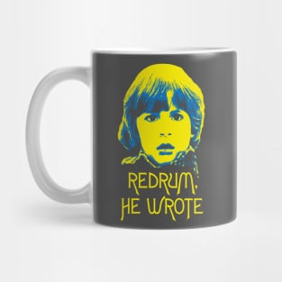 Redrum, He Wrote (yellow) Mug